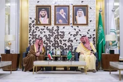 Prince Abdulaziz bin Saud bin Naif bin Abdulaziz meets with Sheikh Fahad bin Yusuf Saud Al-Sabah in Riyadh on Sunday (SPA)