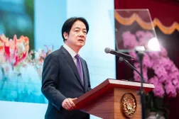 This is handout photo taken and released on January 1, 2025 by the Taiwan Presidential Office shows Taiwan's President Lai Ching-te giving his New Year's address at the Presidential Office in Taipei. (Handout / Taiwan Presidential Office / AFP) 