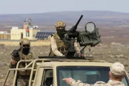 Jordanian soldiers patrol the border with Syria. AP