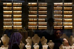 A person passes by a gold shop in Ankara, Turkey May 29, 2023. REUTERS/Yves Herman/File Photo 