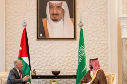 Saudi Crown Prince Mohammed bin Salman bin Abdulaziz Al Saud holding talks with King Abdullah II ibn Al Hussein of the Hashemite Kingdom of Jordan at NEOM Palace - SPA


