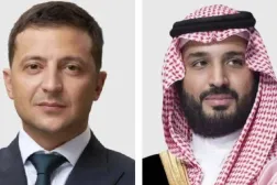 Prens Muhammed bin Selman ve Devlet Başkanı Volodimir Zelenskiy (Suudi Arabistan Dışişleri Bakanlığı)