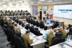 A photo released by the Israeli army shows Zamir during a field assessment with military commanders at the Glilot base on July 21.   