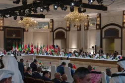 Doha'da düzenlenen İslam İşbirliği Teşkilatı (İİT)-Arap Birliği Olağanüstü Ortak Zirvesi Dışişleri Bakanları Toplantısı'ndan bir kare (Türkiye Dışişleri Bakanlığı)