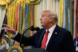 US President Donald Trump speaks in the Oval Office of the White House, Thursday, Oct. 16, 2025, in Washington. (AP Photo/Alex Brandon)