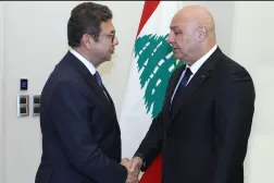 الرئيس اللبناني خلال لقاء مدير المخابرات المصرية الثلاثاء (الرئاسة اللبنانية)
