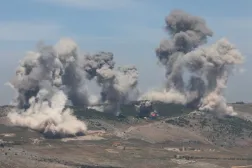 Smoke billows from the Nabatieh district, following Israeli strikes, according to two Lebanese security sources, as seen from Marjayoun, in southern Lebanon, May 8, 2025. REUTERS/Karamallah Daher 