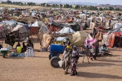 Displaced Sudanese who fled el-Fasher after the city fell to the Rapid Support Forces (RSF), rest in the camp of Um Yanqur, located on the southwestern edge of Tawila, in war-torn Sudan's western Darfur region on November 3, 2025. (AFP) 