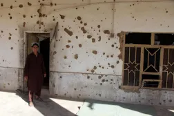 A person stands by a house allegedly damaged by cross-border fire from Pakistan at the Pak-Afghan border in Spin Boldak, Afghanistan, 07 November 2025. EPA/QUDRATULLAH RAZWAN
