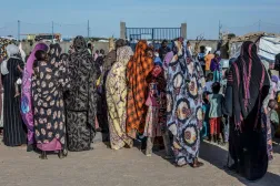 Sudanese refugees participate in an awareness-raising session at the Tine transit camp in Chad on November 8, 2025. (AFP)