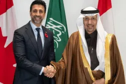The Saudi Minister of Investment meets with the Canadian Minister of Trade. Asharq A-Awsat