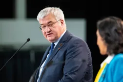  Minister of Foreign Affairs of Ukraine Andrii Sybiha delivers remarks with Foreign Affairs Minister Anita Anand during the G7 Foreign Ministers' Meeting in Niagara-on-the-Lake on Wednesday, Nov. 12, 2025. (Nick Iwanyshyn /The Canadian Press via AP) 