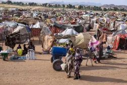 Displaced Sudanese who fled El-Fasher after the city fell to the Rapid Support Forces (RSF), rest in the camp of Um Yanqur, located on the southwestern edge of Tawila, in war-torn Sudan's western Darfur region on November 3, 2025. (Photo by AFP)