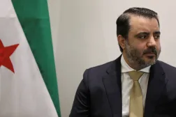 FILE PHOTO: Syrian Foreign Minister Asaad Hassan al-Shibani looks on during a meeting with Jordanian Foreign Minister Ayman Safadi in Amman, Jordan August 12, 2025. REUTERS/Alaa Al Sukhni/File Photo