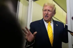  President Donald Trump speaks to reporters on Air Force One on his way to his Mar-a-Lago estate in Palm Beach, Fla., Friday, Nov. 14, 2025. (AP) 