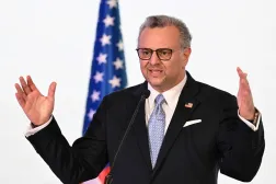 US Department of State's senior advisor to the president for Arab and African Affairs, Massad Boulos, speaks during the signing ceremony of the Doha Framework for a Comprehensive Peace Agreement between the DRC Government and the Congo River Alliance/March 23 Movement (AFC/M23) in Doha on November 15, 2025. 
