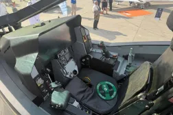 An F-35 fighter jet displayed by Lockheed Martin at the Dubai Airshow. (Asharq Al-Awsat)