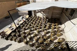 Suriye güvenlik güçleri tarafından ele geçirilen çok sayıda mayın (Suriye İçişleri Bakanlığı'nın resmi X hesabı)