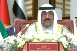 امیر کویت، شیخ مشعل الاحمد الصباح، هنگام سخنرانی در نشست منامه، چهارشنبه (الشرق الأوسط)