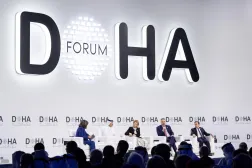 وزير الخارجية التركي هاكان فيدان متحدثاً خلال الجلسة الافتتاحية لمنتدى الدوحة في 6 ديسمبر (الخارجية التركية)