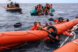 Eighteen migrants drowned when their boat overturned 40 km south of the tiny southern Greek island of Chrysi, a coast guard official said on Saturday, while two were rescued from the sea. (AP/File)

