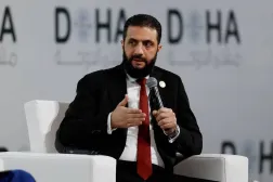 Syrian President Ahmad al-Sharaa speaks during the 23rd annual Doha Forum (Reuters). 