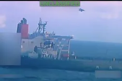 This image from video posted on Attorney General Pam Bondi's X account, and partially redacted by the source, shows an oil tanker being seized by US forces off the coast of Venezuela, Wednesday, Dec. 10, 2025. (US Attorney General's Office/X via AP)