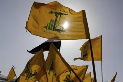 Hezbollah flags flutter as protesters, mainly Houthi supporters, rally to show support to Palestinians in the Gaza Strip and Lebanon's Hezbollah, in Sanaa, Yemen September 27, 2024. (Reuters) 