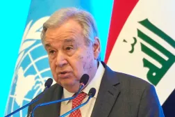  United National Secretary-General Antonio Guterres speaks during an event to mark the end of the UN political mission, in Baghdad, Iraq, Saturday, Dec. 13, 2025. (AP) 