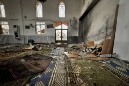  A view shows an interior of a damaged mosque after several people were killed in an explosion in Homs, Syria December 26, 2025. (Reuters)