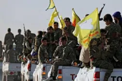 عناصر من «قسد» أثناء تحركات في حلب (أ.ف.ب)