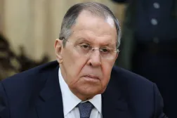 In this photo released by Russian Foreign Ministry Press Service, Russian Foreign Minister Sergei Lavrov listens to his Syrian counterpart Asaad al-Shaibani during their meeting in Moscow, Russia, Wednesday, Dec. 24, 2025. (Russian Foreign Ministry Press Service via AP)