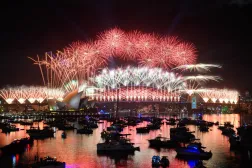 Fireworks are seen over Sydney Harbour during the New Year's Eve midnight display, at Mrs Macquaries Point in Sydney, 01 January 2026. EPA/DAN HIMBRECHTS