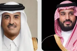 Combined photo of Prince Mohammed bin Salman bin Abdulaziz Al Saud, Crown Prince and Prime Minister of Saudi Arabia on the right, and Emir of Qatar Sheikh Tamim bin Hamad Al Thani to the left. (SPA)