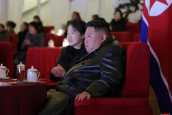 North Korean leader Kim Jong Un watching a New Year's performance with his daughter Kim Ju Ae (L) at the May Day Stadium in Pyongyang. STR / KCNA VIA KNS/AFP
