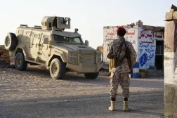 Hadramut'taki askeri noktalardan birini güvence altına alan "Vatan Kalkanı" güçleri (Vatan Kalkanı Kuvvetleri)