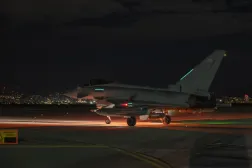 A handout photo made available by the Royal Air Force (RAF) on 03 January 2025 shows a Royal Air Force Typhoon aircraft preparing to take off at an undisclosed location in the Middle East. EPA/SGT LEE GODDARD HANDOUT  