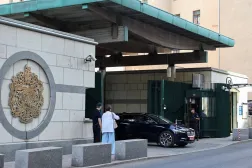 A car of the British ambassador drives out of the embassy in Moscow, Russia [File: Evgenia Novozhenina/Reuters]