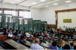  A previous trial of Muslim Brotherhood members convicted on terrorism charges in Egypt (AFP)