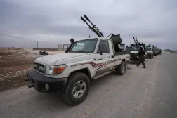 Syrian army convoys enter the Deir Hafer area in the eastern Aleppo countryside, Syria, after the Kurdish-led Syrian Democratic Forces (SDF) announced the handover of the area west of the Euphrates to the Syrian government, 17 January 2026. EPA/AHMAD FALLAHA