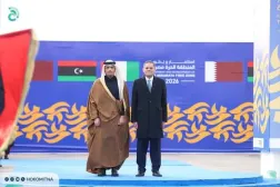 Libya Ulusal Birlik Hükümeti (UBH) Başbakanı Abdulhamid Dibeybe ile Katar Başbakanı ve Dışişleri Bakanı Şeyh Muhammed bin Abdurrahman bin Casim Al Sani, 18 Ocak'ta Misrata'da yaptıkları toplantı öncesinde (Dibeybe'nin ofisi)