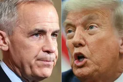 Kanada Başbakanı Mark Carney ve ABD Başkanı Donald Trump, (AFP)