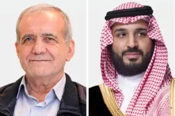 Suudi Arabistan Veliaht Prensi Muhammed bin Selman ile İran Cumhurbaşkanı Mesud Pezeşkiyan (SPA)