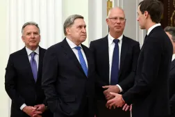 Wittkoff, Kushner, Rusya Devlet Başkanlığı Özel Temsilcisi Kirill Dmitriev ve Ushakov, 22 Ocak 2026'da Moskova'da Putin ile yapacakları görüşme öncesinde (Reuters)