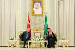 Prince Mohammed bin Salman bin Abdulaziz Al Saud, Crown Prince and Prime Minister, and Turkish President Recep Tayyip Erdoğan hold talks in Riyadh on Tuesday. (SPA)