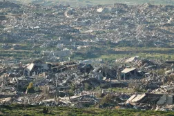  Rubble from destroyed buildings lies in the north of Gaza, as seen from the Israeli side of the Israel-Gaza border in Israel, February 4, 2026. (Reuters)