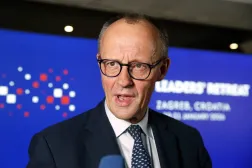 المستشار الألماني فريدريش ميرتس يحضر اجتماعاً في زغرب بكرواتيا يوم 30 يناير 2026 (إ.ب.أ) 