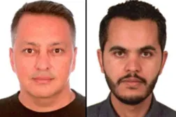 صورة لعميلَي «الموساد» المزعومين وهما التركي من أصل فلسطيني فيصل كريم أوغلو (يميناً) والتركي محمد بوداك دريا (الداخلية التركية)