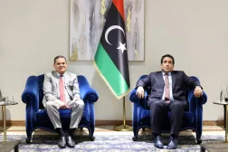 Menfi ve Dibeybe arasında Trablus'ta yapılan toplantıdan bir kare, 11 Şubat 2026 (Libya Başkanlık Konseyi)