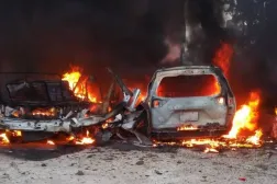 استهداف سيارتين بغارات إسرائيلية في بلدة حانين بقضاء بنت جبيل (الوكالة الوطنية للإعلام)